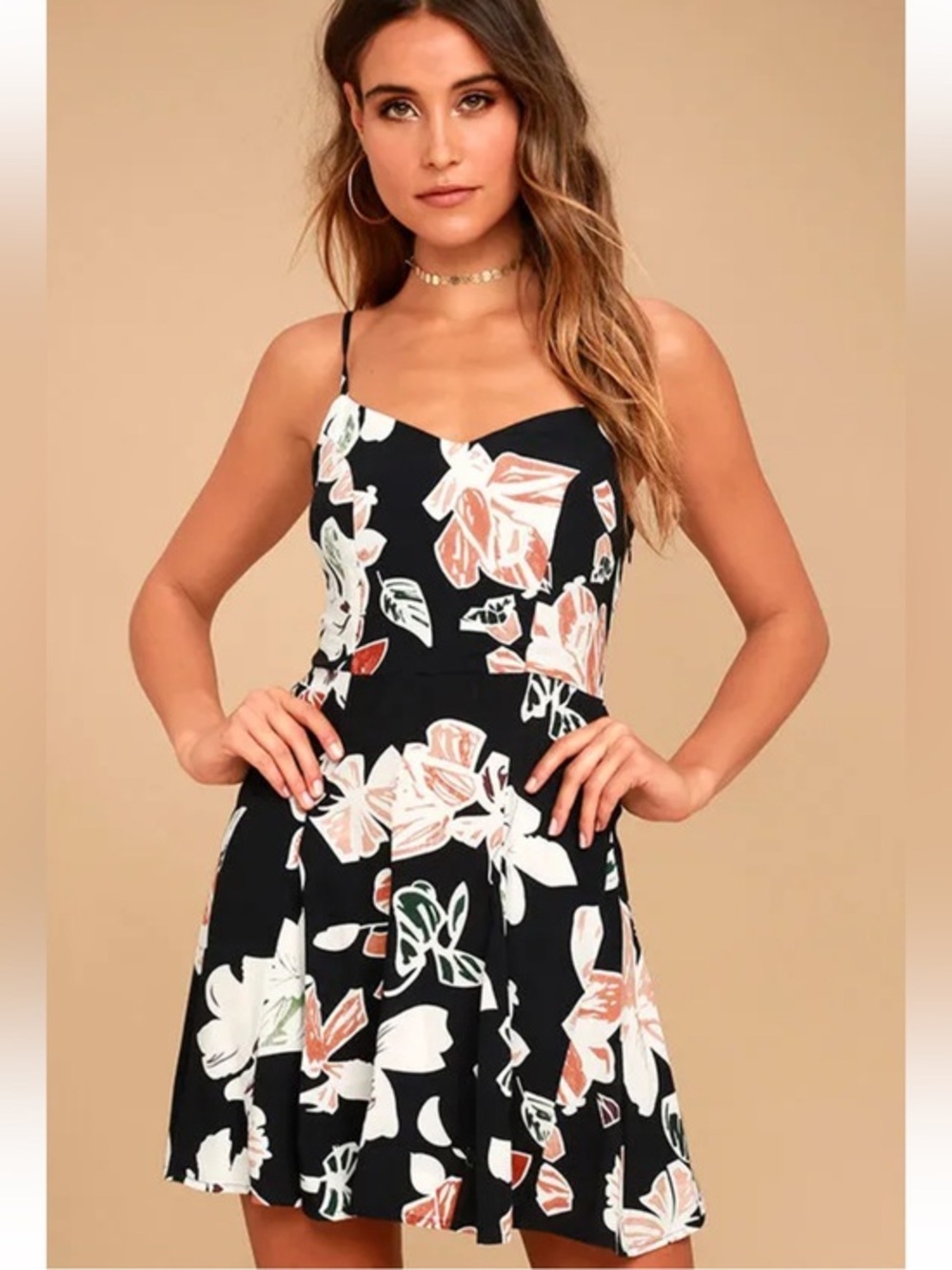 Lulus Size S - Permission to Daydream Floral Print Skater Mini Dress Sleeveless
